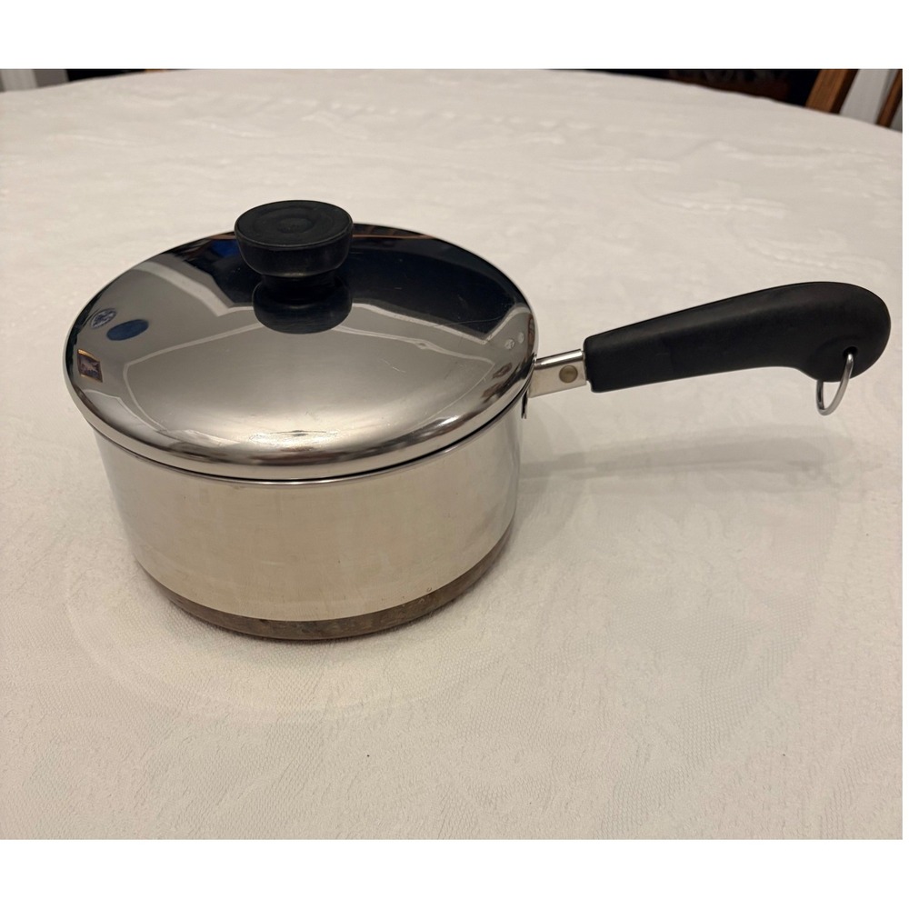 Revere Ware 2 Qt Saucepan Copper Bottom Stainless Steel Pot with Lid USA 93h
